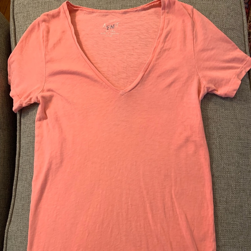 J. Crew Neon V-Neck Artist Tee